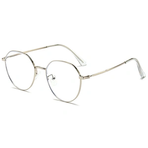 Shiny Silver Metal Optical Glasses for Women and Men Round Frame