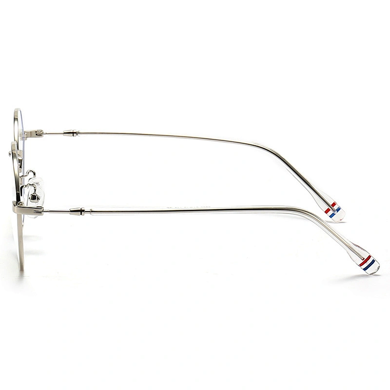 Metal Optical Glasses Round Frame Luxury Silver Clear Lenses Eyeglasses