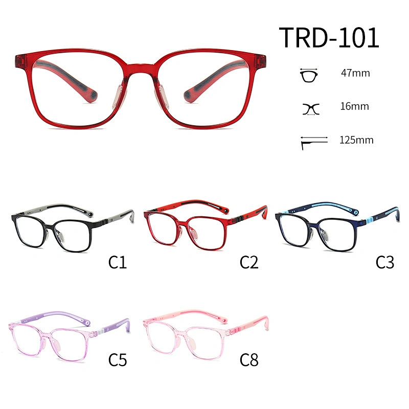 Oblong Optical Glasses for Kids Transparent Nose Pad TPE Eyeglasses for Screen