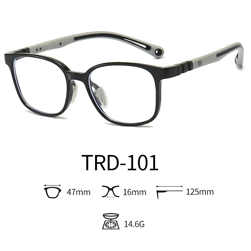 Oblong Optical Glasses for Kids Transparent Nose Pad TPE Eyeglasses for Screen