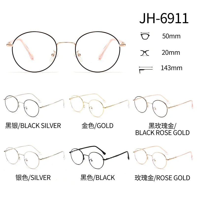 Metal Optical Glasses Cute CP Temple Tips Round Frame Eyeglasses