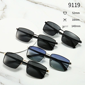 Metal Sunglasses for Women and Men Rectangle Frame Polarized Lenses TR90 Temple