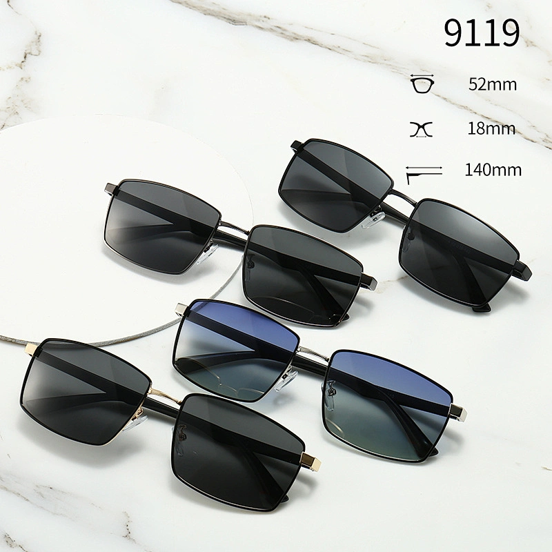 Metal Sunglasses for Women and Men Rectangle Frame Polarized Lenses TR90 Temple
