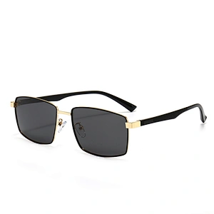 Metal Sunglasses for Women and Men Rectangle Frame Polarized Lenses TR90 Temple