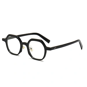 Non Breakable Acetate Optical Glasses with Hexagon Frame PC Lenses