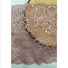 Best selling new lace trims elastic nylon and spandex soft double colors flower  lace for garment clothes underwear lingeries