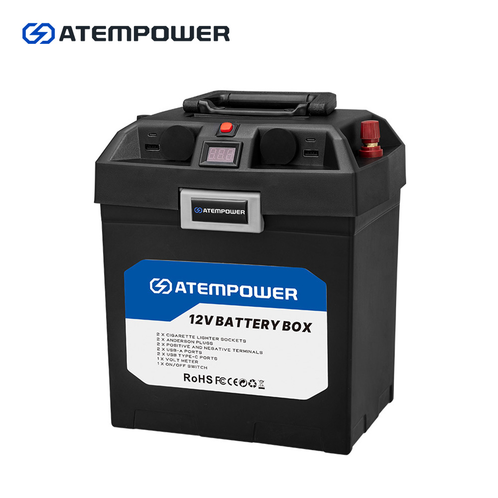ATEM POWER 12V AGM Camping Portable Quick Charger Battery Box for Trailer RV