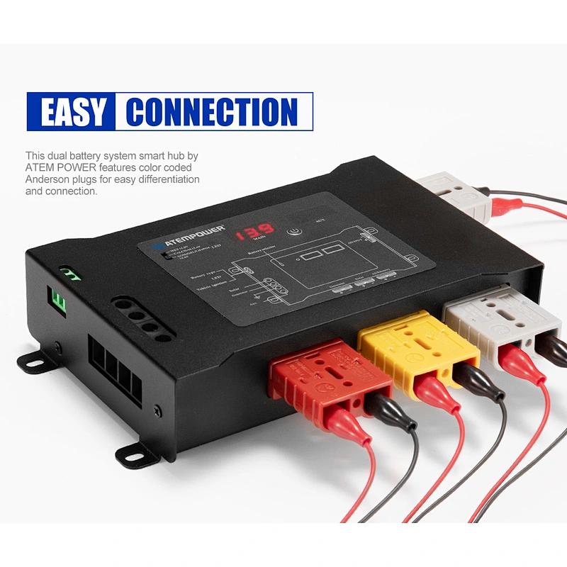 ATEM POWER Black DC to DC Dual Charger Smart Hub with Anderson Plug