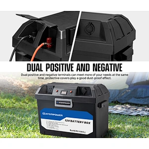 ATEM POWER Built-in 500W Invert Dc to Ac 110-240V Waterproof 12V Camping Portable Battery Box