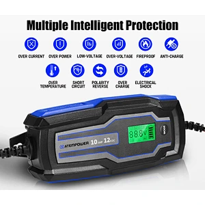 ATEM POWER 10A 6V/12V Automatic AGM GEL Car Truck Boat Motorcycle Smart Battery Charger