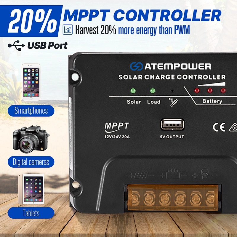 ATEM POWER 12V Mono RV Caravan Camping MPPT Lightweight 200W Folding Solar Panel Kit