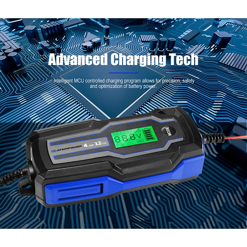 ATEM POWER 4A 6V/12V Automatic SLA AGM Car Truck Boat Motorcycle Smart Battery Charger