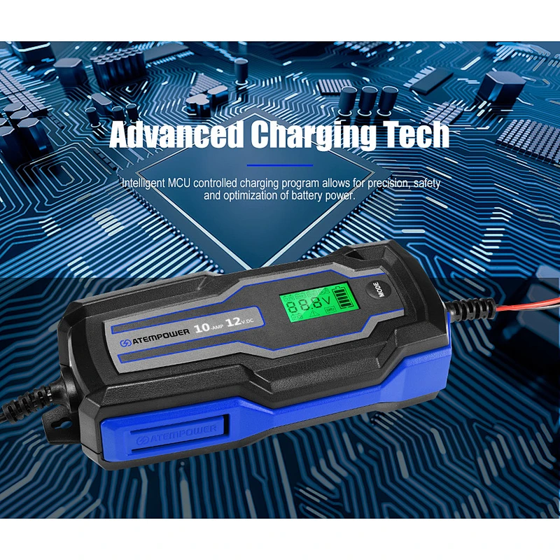 ATEM POWER 10A 6V/12V Automatic AGM GEL Car Truck Boat Motorcycle Smart Battery Charger
