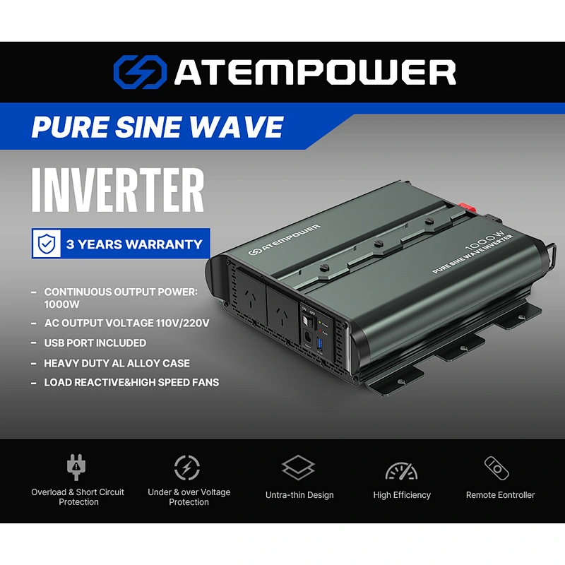 ATEM POWER 12V To 120V/230V 1000W/2000W Pure Sine Wave Power Inverter