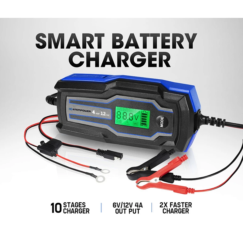 ATEM POWER 4A 6V/12V Automatic SLA AGM Car Truck Boat Motorcycle Smart Battery Charger
