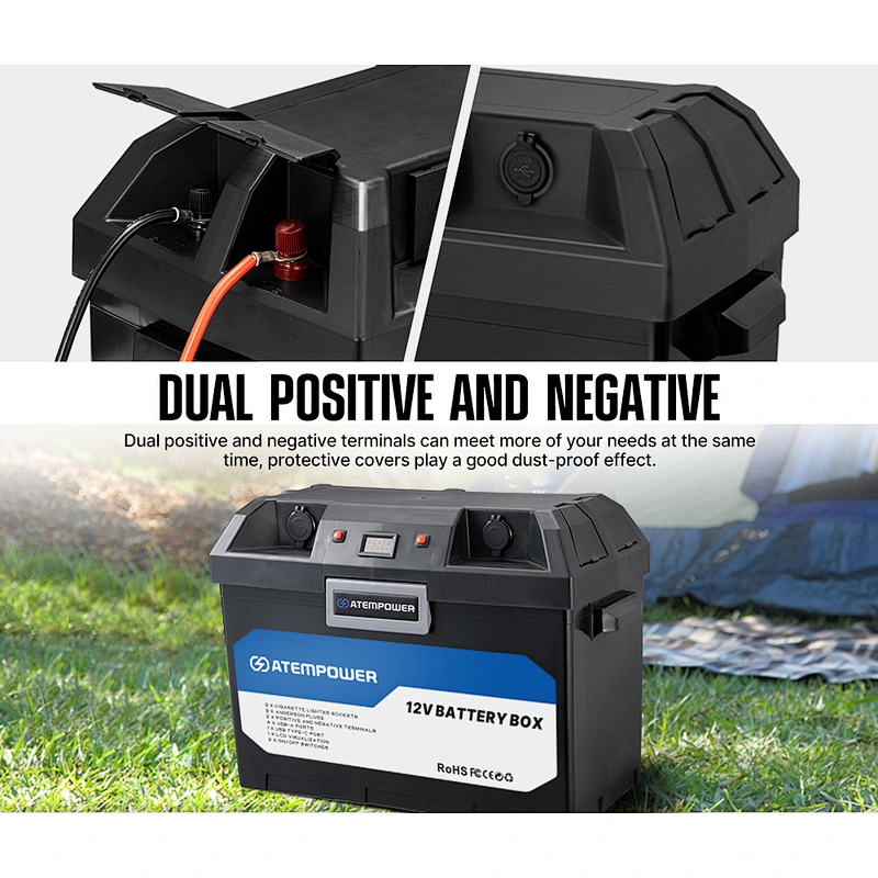 ATEM POWER Waterproof Plastic Camping Lead Acid Lifepo4 12V Battery Box