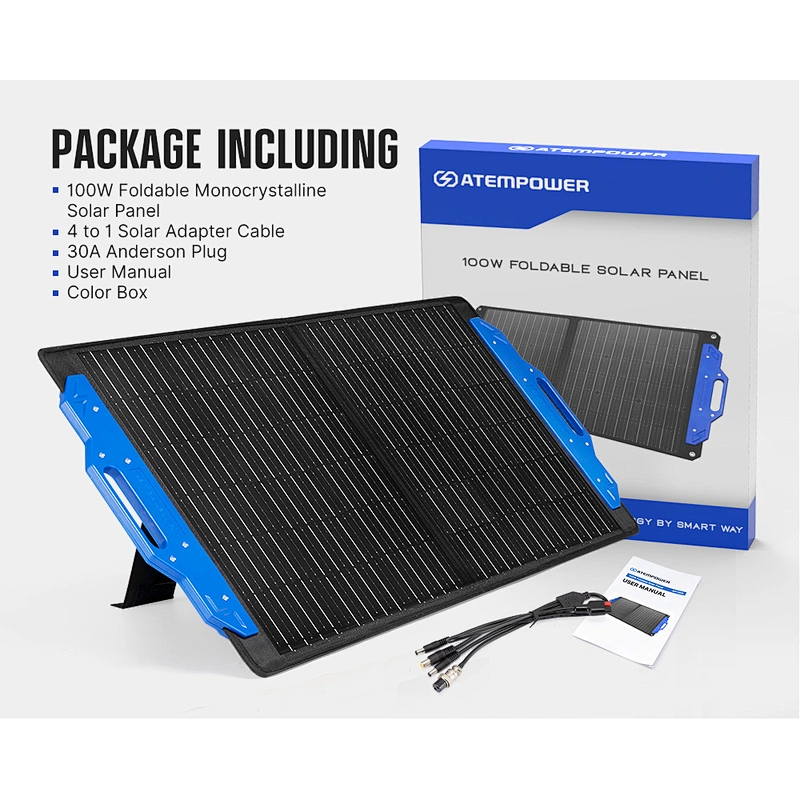 ATEM POWER Outdoor Camping Lightweight Etfe 100W Mono Portable Folding Solar Panel