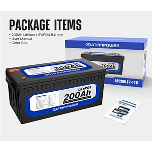 ATEM POWER Deep Cycle Marine 4WD Portable 12V 200Ah LiFePO4 Lithium Battery