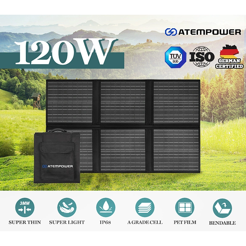 ATEM POWER 120W 12V/18V Mono Portable Folding Solar Panel Blanket Kit with MPPT Controller