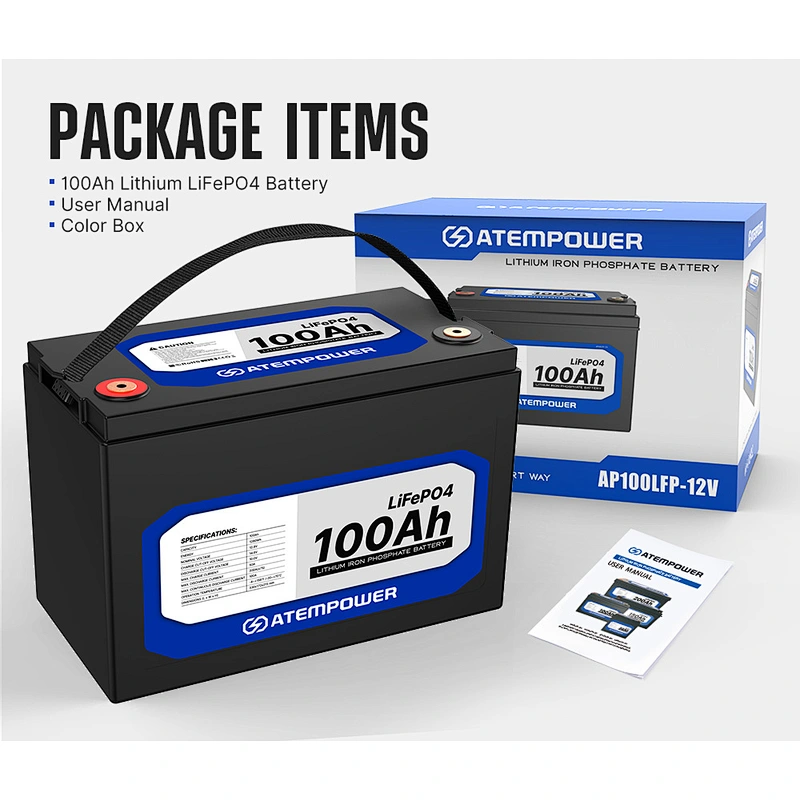 ATEM POWER Deep Cycle Marine RV 4WD 12V 100Ah LiFePO4 Lithium Battery