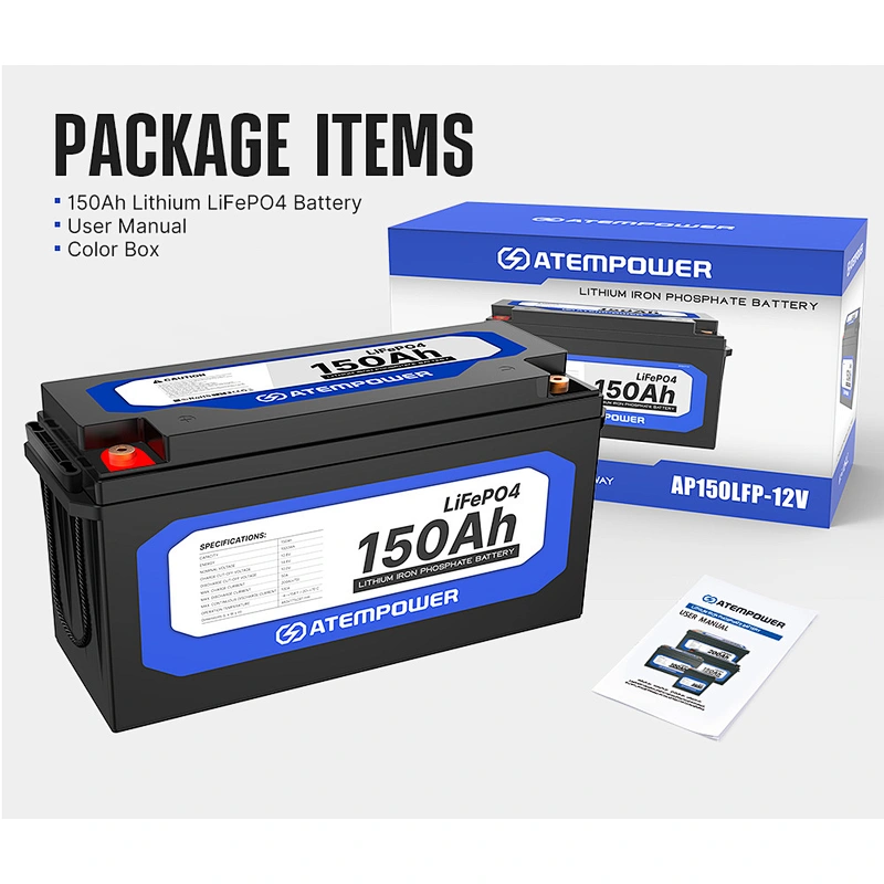 ATEM POWER Lightweight Deep Cycle BMS Safety 4WD 12V 150Ah LiFePO4 Lithium Iron Phosphate Battery