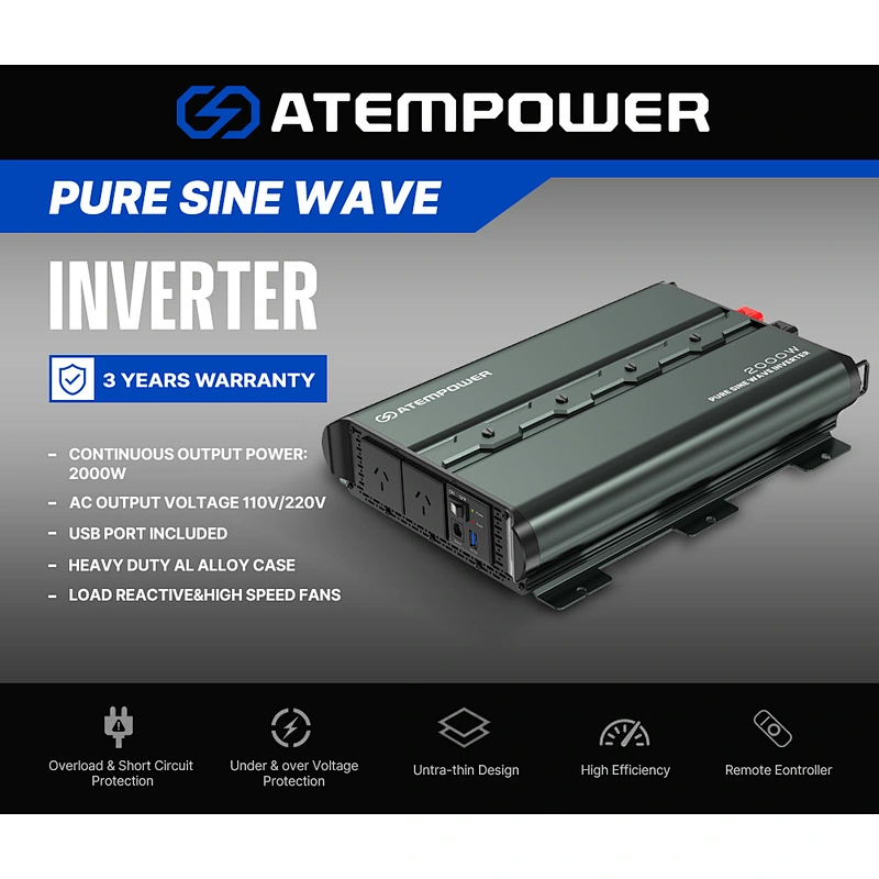 ATEM POWER 12V To 120V/230V 2000W/4000W Pure Sine Wave Power Inverter