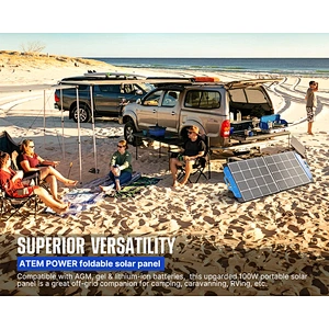 ATEM POWER 100W Sunpower Monocrystalline IP65 Camping Folding Portable Solar Panel