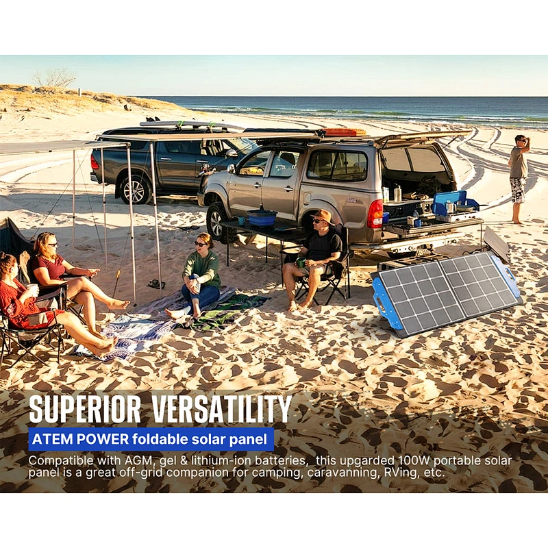ATEM POWER 100W Sunpower Monocrystalline IP65 Camping Folding Portable Solar Panel