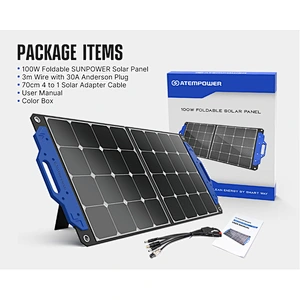 ATEM POWER 100W Sunpower Monocrystalline IP65 Camping Folding Portable Solar Panel