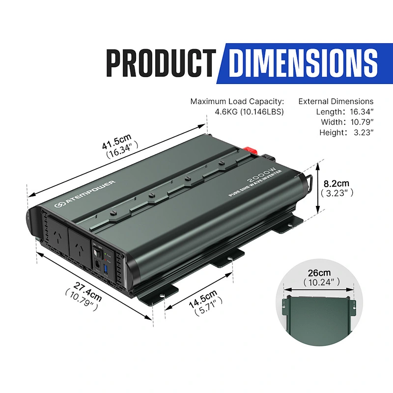 ATEM POWER 12V To 120V/230V 2000W/4000W Pure Sine Wave Power Inverter