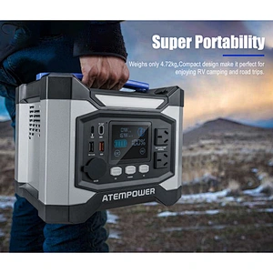 ATEM POWER 110V 220V 500W Outdoor Camping Battery Charger Portable Power Station