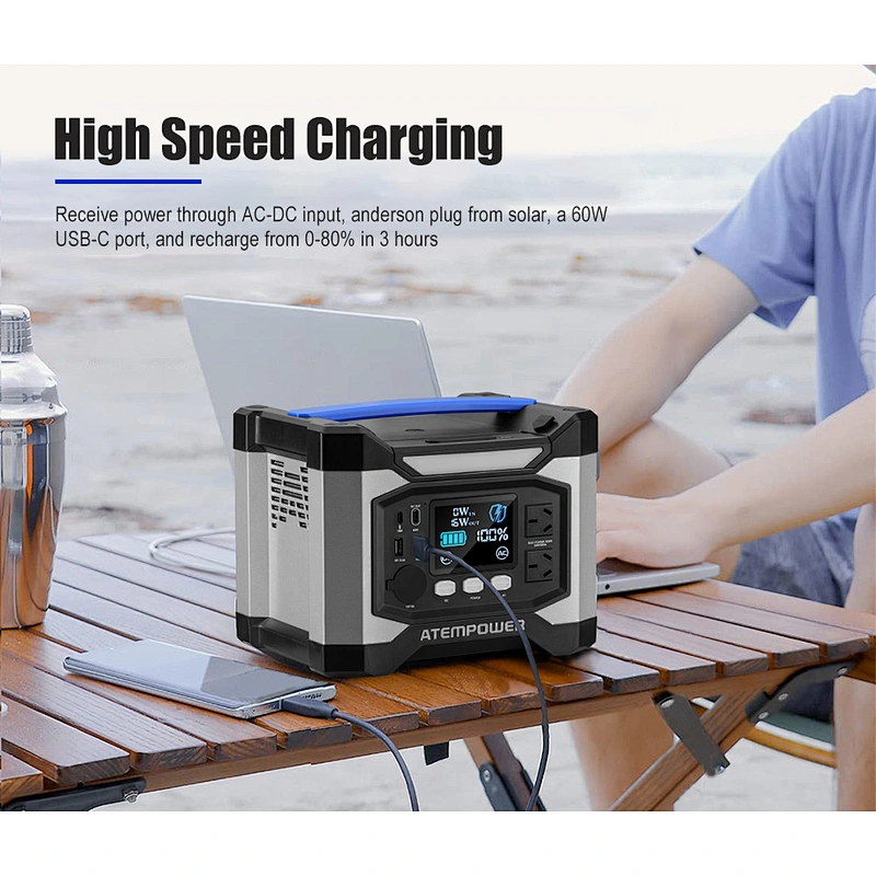 ATEM POWER 110V 220V 500W Outdoor Camping Battery Charger Portable Power Station