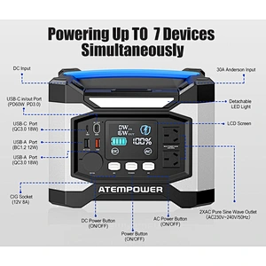 ATEM POWER 110V 220V 500W Outdoor Camping Battery Charger Portable Power Station
