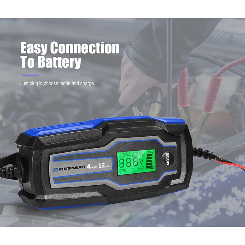 ATEM POWER 4A 6V/12V Automatic SLA AGM Car Truck Boat Motorcycle Smart Battery Charger