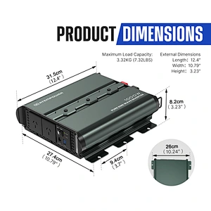 ATEM POWER 12V To 120V/230V 1000W/2000W Pure Sine Wave Power Inverter