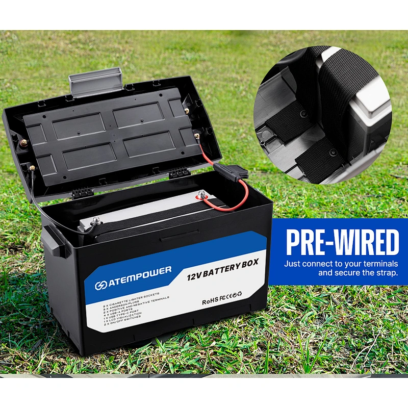 ATEM POWER Waterproof Plastic Camping Lead Acid Lifepo4 12V Battery Box