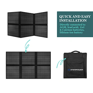 ATEM POWER 120W 12V/18V Mono Portable Folding Solar Panel Blanket Kit with MPPT Controller