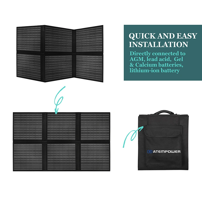 ATEM POWER 120W 12V/18V Mono Portable Folding Solar Panel Blanket Kit with MPPT Controller