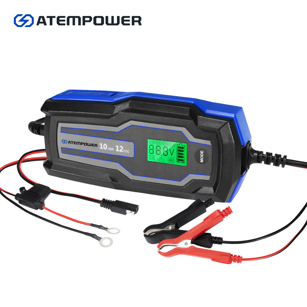 ATEM POWER 10A 6V/12V Automatic AGM GEL Car Truck Boat Motorcycle Smart Battery Charger