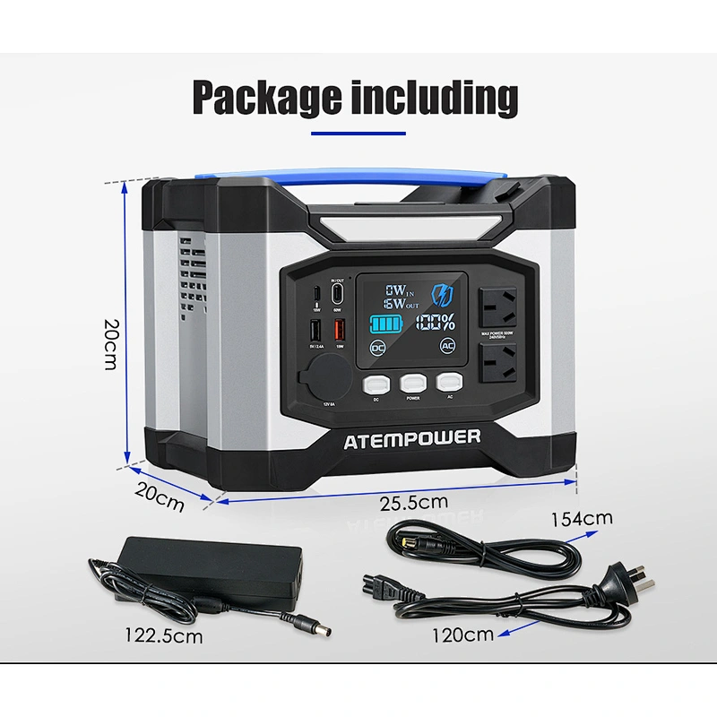 ATEM POWER 110V 220V 500W Outdoor Camping Battery Charger Portable Power Station