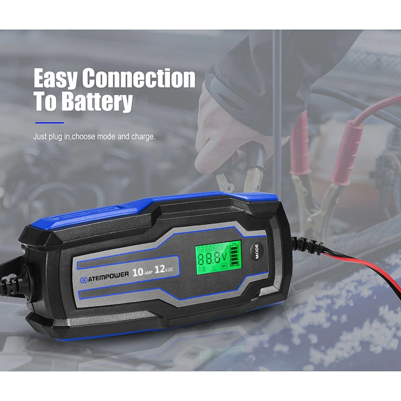 ATEM POWER 10A 6V/12V Automatic AGM GEL Car Truck Boat Motorcycle Smart Battery Charger