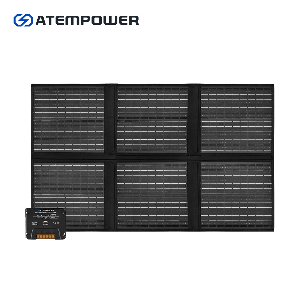 ATEM POWER 120W 12V/18V Mono Portable Folding Solar Panel Blanket Kit with MPPT Controller