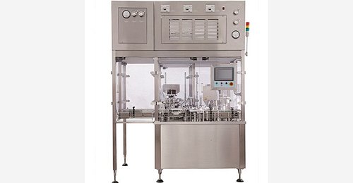 Aligned eyedrop filling machine with plugging integrated