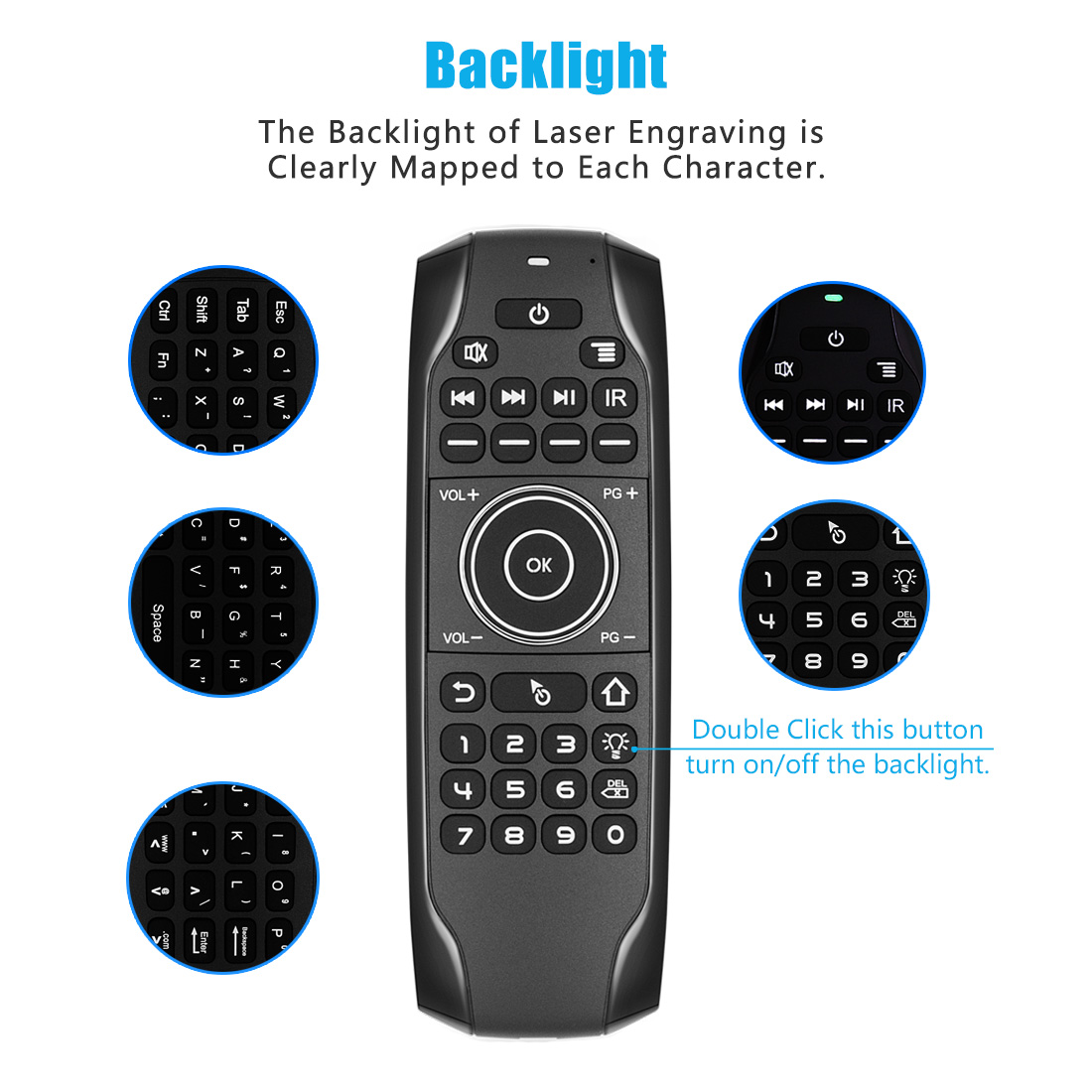 back light of wireless keyboard mouse remote