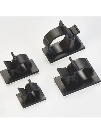 Self-adhesive adjustable cable clamp