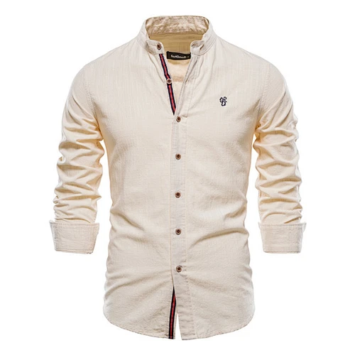 Wholesale Bulk Solid Color Fashion Casual Men Long Sleeve Shirts Poly Shirt Men