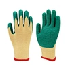 21 yarn yellow T/C liner green latex crinkle palm coated glove