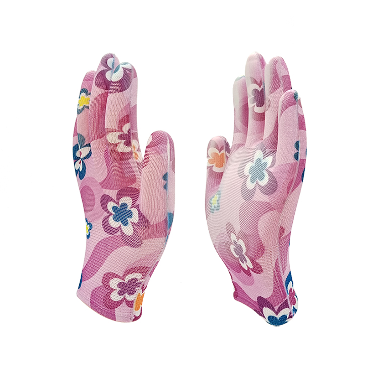 printed pu glove,pu garden glove,13g garden glove