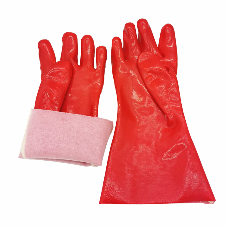 Red PVC glove,alkali resistant glove,acid resistant glove