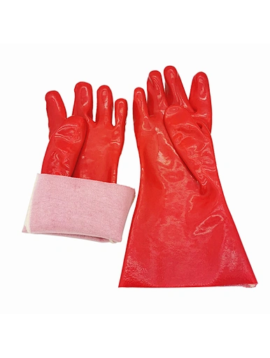Red PVC glove,alkali resistant glove,acid resistant glove